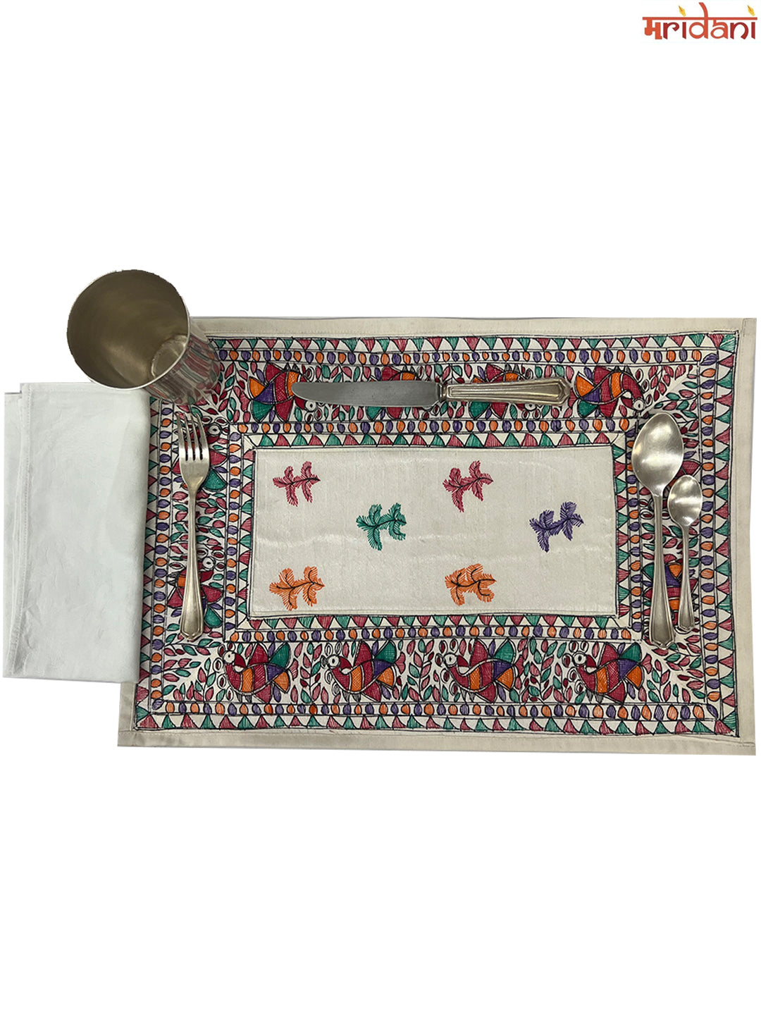 Hand-Painted Madhubani Table Mat Set – Exquisite Peacock Border Design